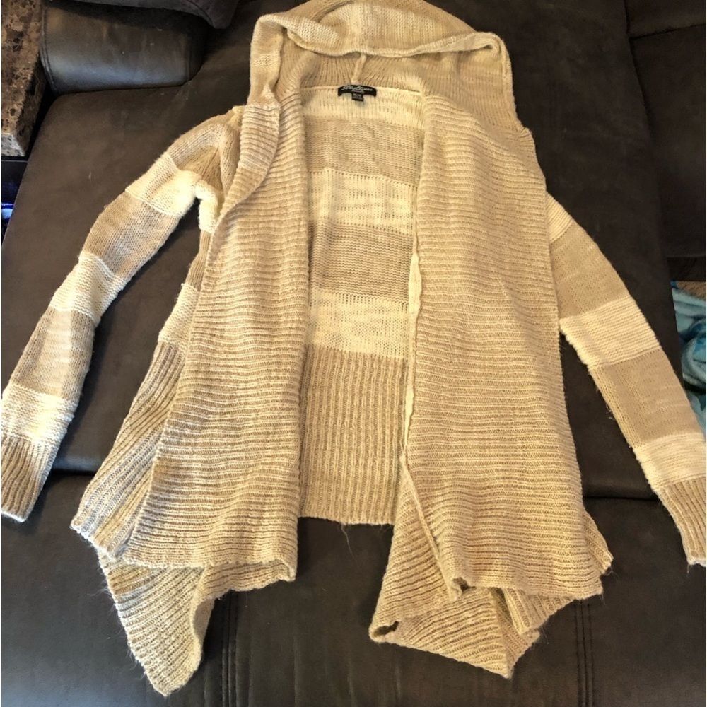 Beige Streetwear Society Hooded Cardigan